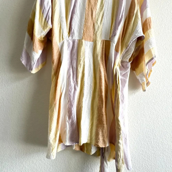 L Space Pfeiffer Wrap Dress Golden Days Stripe Metallic Size XS - Picture 8 of 10